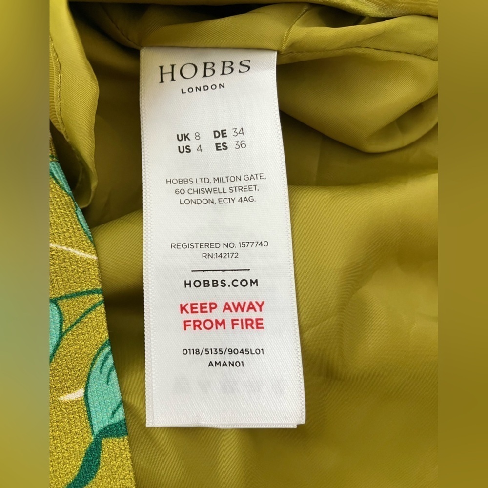 Hobbs London Size 4 Green Chartreuse Moira Garden Floral Sheath Occasions Dress - Picture 10 of 16